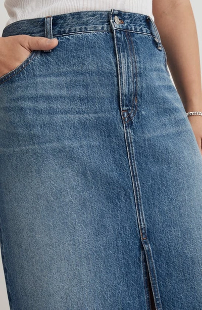 Shop Madewell Mid Rise Denim Maxi Skirt In Pratt Wash