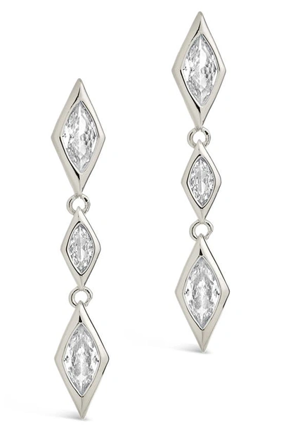Sterling Forever Lissie Cubic Zirconia Linear Drop Earrings In Silver