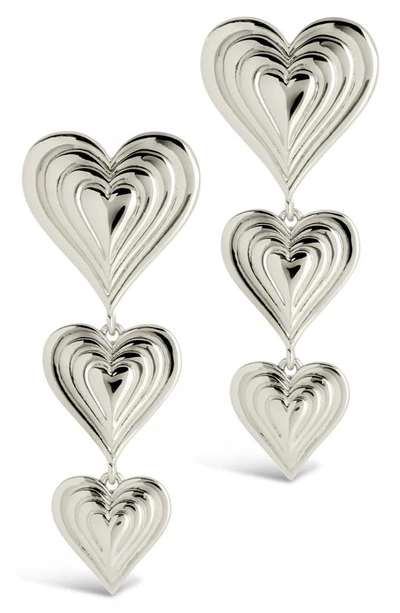 Shop Sterling Forever Beating Heart Linear Drop Earrings In Silver