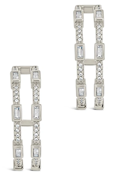 Sterling Forever Cubic Zirconia Neah Hoop Earrings In Silver