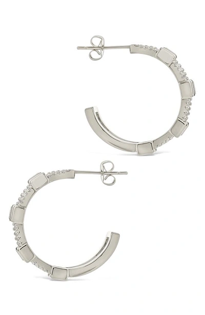 Sterling Forever Cubic Zirconia Neah Hoop Earrings In Silver
