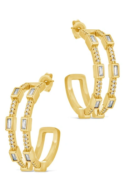 Sterling Forever Cubic Zirconia Neah Hoop Earrings In Gold