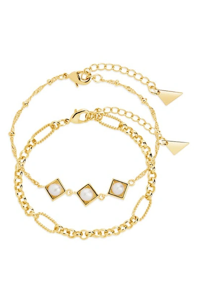 Shop Sterling Forever Reine Set Of 2 Bracelets In Gold