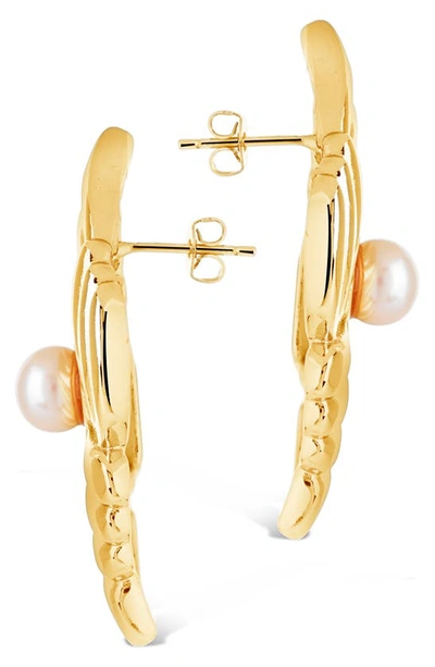 Shop Sterling Forever Fantaisie Genuine Pearl Post Earrings In Gold