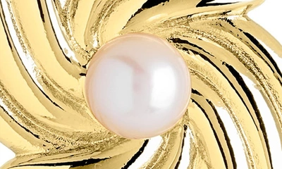Sterling Forever Fantaisie Genuine Pearl Post Earrings In Gold