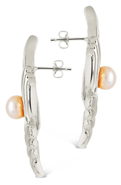 Shop Sterling Forever Fantaisie Genuine Pearl Post Earrings In Silver