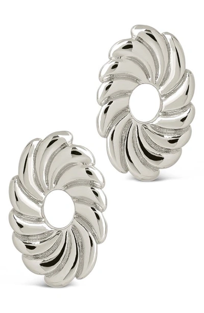 Shop Sterling Forever Moulinet Flower Stud Earrings In Silver