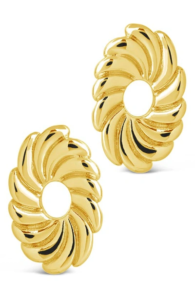 Shop Sterling Forever Moulinet Flower Stud Earrings In Gold