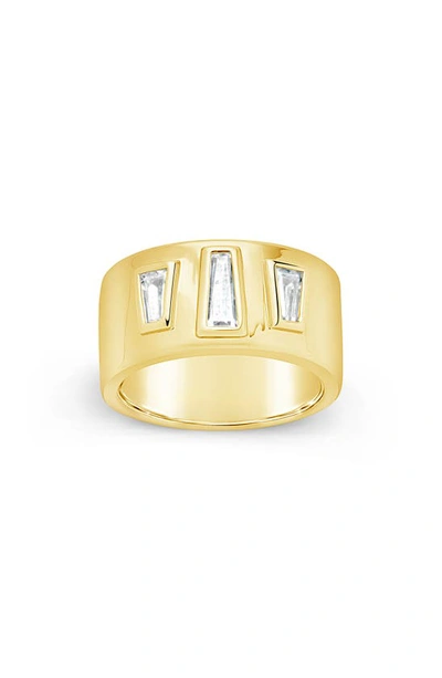 Sterling Forever Cubic Zirconia Colsie Cigar Band Ring In Gold