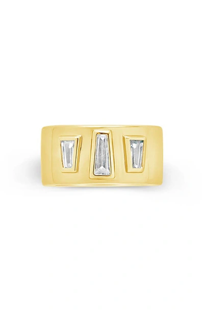 Sterling Forever Cubic Zirconia Colsie Cigar Band Ring In Gold