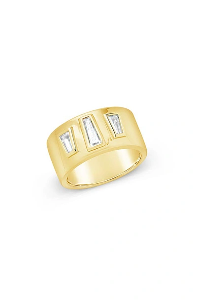 Sterling Forever Cubic Zirconia Colsie Cigar Band Ring In Gold