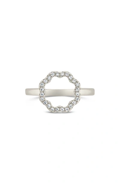 Sterling Forever Marisole Cz Rose Petal Outline Ring In Silver