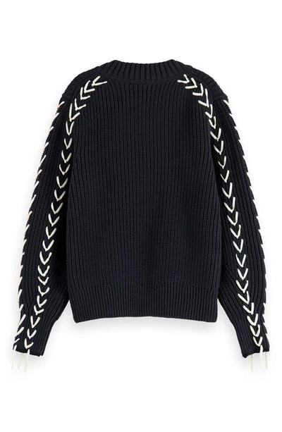 Shop Scotch & Soda Lace-up Detail Sweater In Night