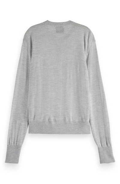 Scotch & Soda Jacquard Trim Cashmere Cardigan In Light Grey Melange