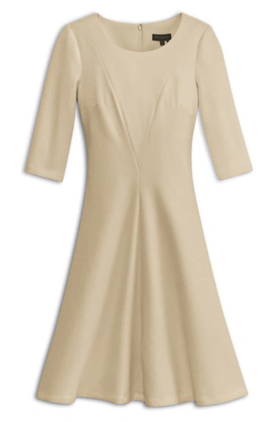 Shop Donna Karan Seamed Fit & Flare Dress In Parchment