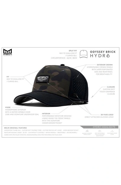 Melin Odyssey Brick Hydro Performance Snapback Hat In Olive Camo Midnight