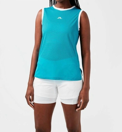 J. Lindeberg Marion Mesh Top In Enamel Blue In Multi