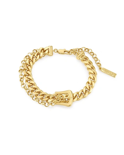 Shop Luv Aj Woven Buckle Anklet In Gold
