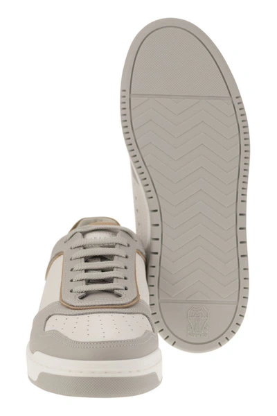 Shop Brunello Cucinelli Calfskin Basket Sneakers In Grey