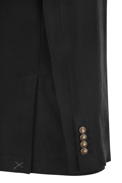 Shop Brunello Cucinelli Linen, Wool And Silk Diagonal Deconstructed Jacket In Black