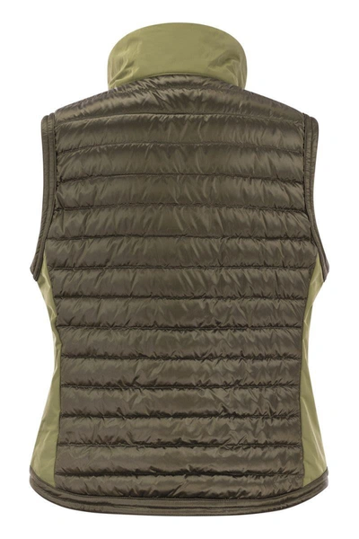 Shop Colmar Recycled Fabric Colourblock Waistcoat In Olive Green