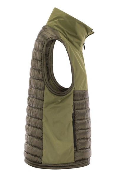 Shop Colmar Recycled Fabric Colourblock Waistcoat In Olive Green