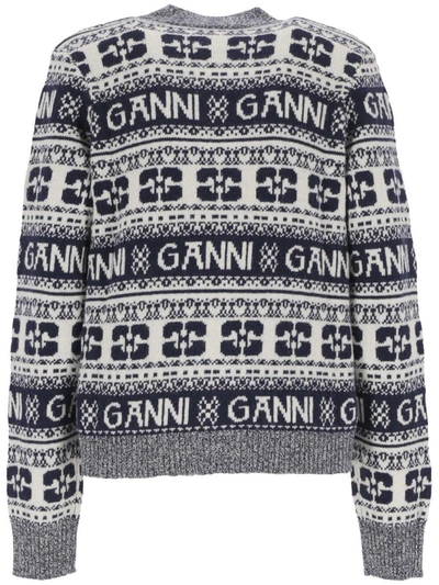 Shop Ganni Sweaters In Sky Captain