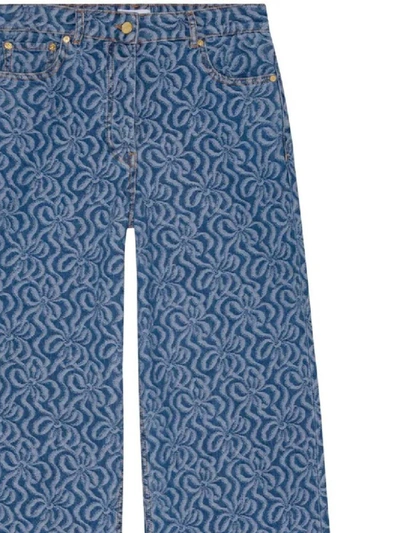 Shop Ganni Trousers In Mid Blue Stone