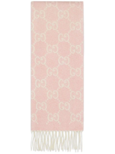 Shop Gucci Scarfs In Ivory/pink