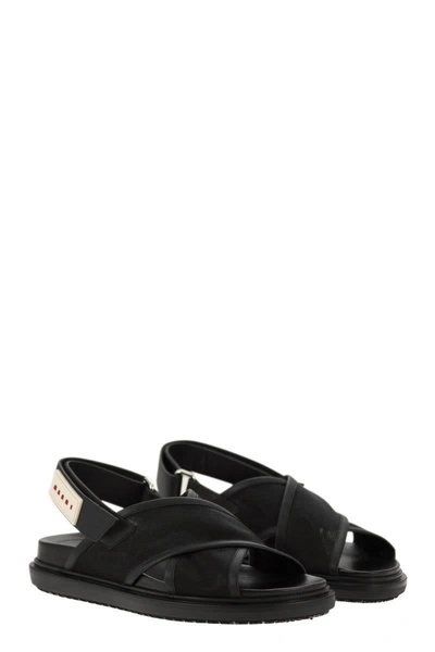 Shop Marni Leather Fussbett In Black