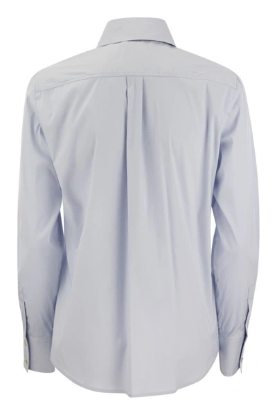 Shop Max Mara Studio Frine - Stretch Cotton Shirt In Blue