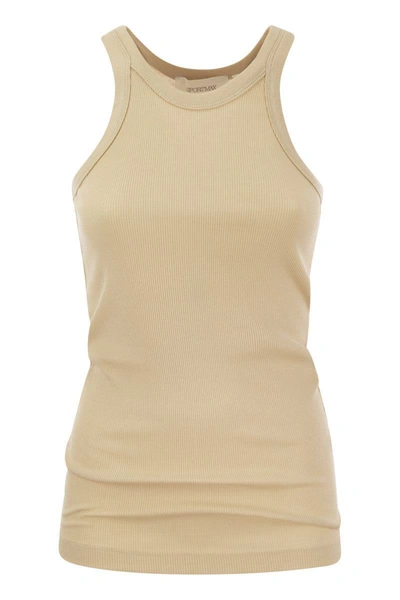 Shop Sportmax Nastie - Silk-blend Jersey Tank Top In Nude