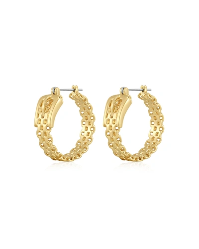 Shop Luv Aj Woven Buckle Hoops In Gold