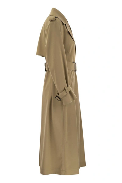 Shop Weekend Max Mara Giostra - Double-breasted Trench Coat In Water-repellent Gabardine In Beige