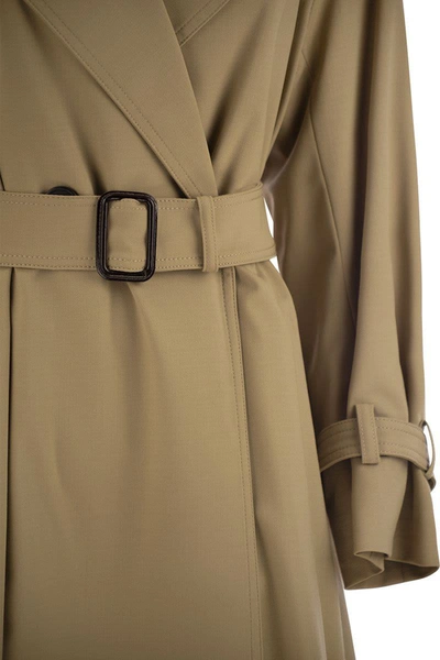 Shop Weekend Max Mara Giostra - Double-breasted Trench Coat In Water-repellent Gabardine In Beige