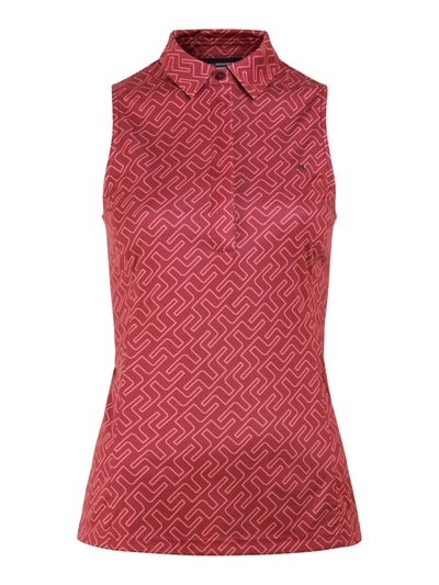 J. Lindeberg Dena Print Sleeveless Top In Hot Pink Bridge Monogram In Multi