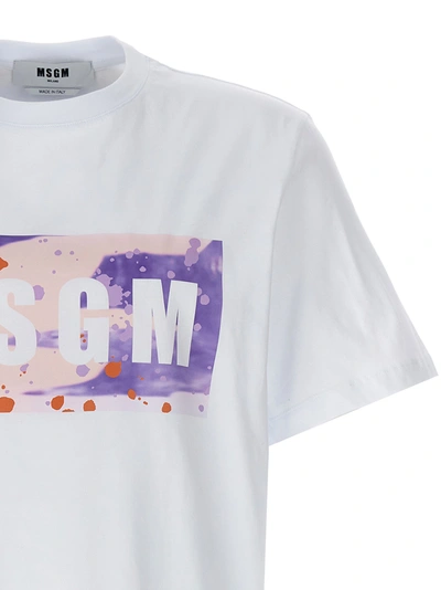 Shop Msgm Camo Season Box Logo T-shirt White