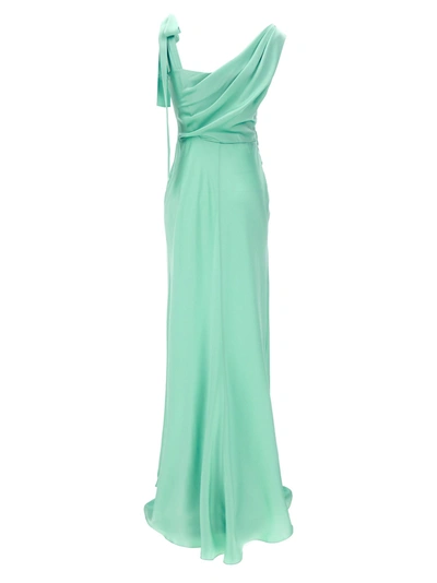 Shop Alberta Ferretti Draped Long Dress Dresses Light Blue