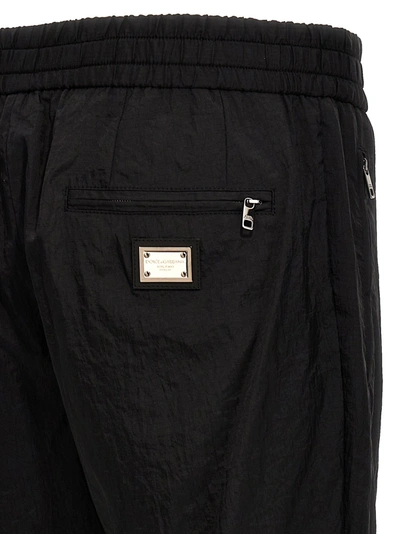 Shop Dolce & Gabbana Light Nylon Joggers Pants Black
