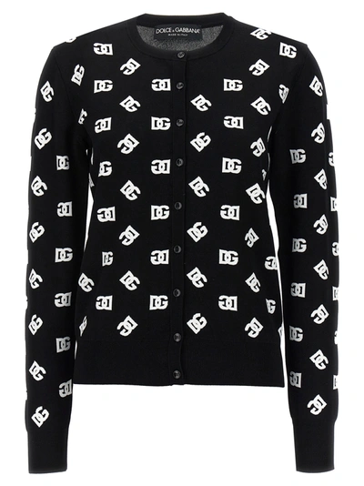 Shop Dolce & Gabbana Logo Cardigan Sweater, Cardigans White/black