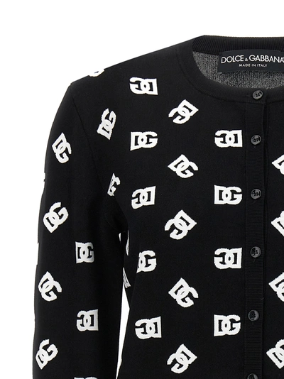 Shop Dolce & Gabbana Logo Cardigan Sweater, Cardigans White/black