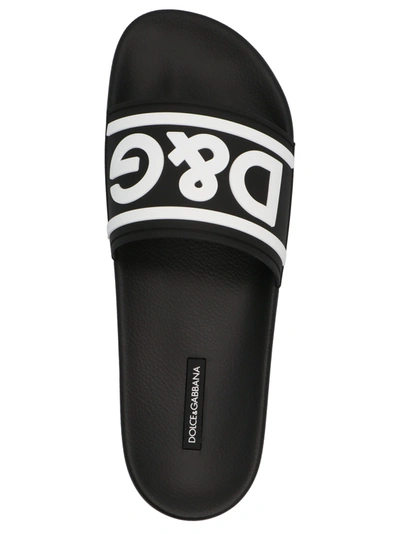 Shop Dolce & Gabbana Logo Slides Sandals White/black