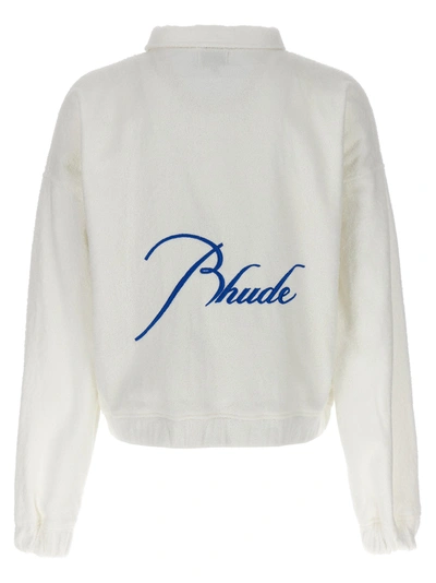 Shop Rhude Towel Rugby Sweatshirt White