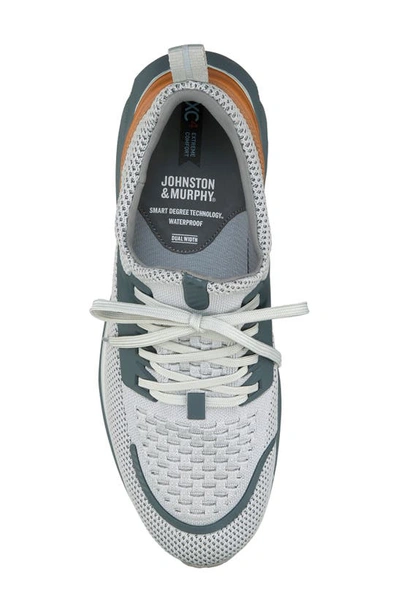 Shop Johnston & Murphy Xc4® Tr1 Waterproof Sneaker In Light Gray Knit/ Full Grain
