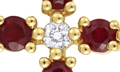 Shop Bony Levy 18k Gold El Mar Diamond & Ruby Cross Pendant Necklace In 18k Yellow Gold