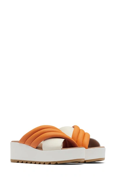 Shop Sorel Cameron Puff Flatform Slide Sandal In Koi/ Sea Salt