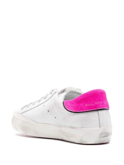 Shop Philippe Model Sneakers In Veau Broderie_blanc Fucsia