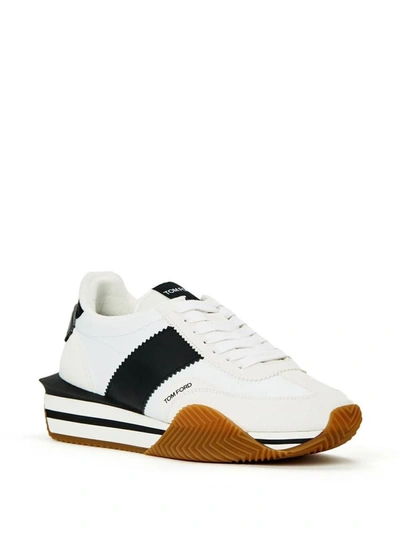 Shop Tom Ford Sneakers In White/black + Cream