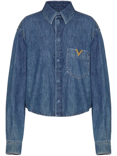 Shop Valentino Pap Shirts In Medium Blue Denim