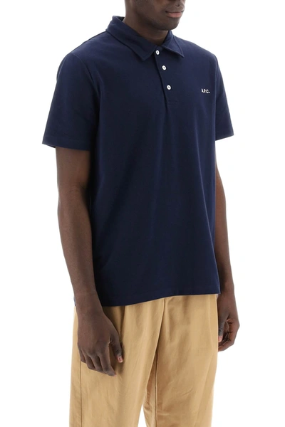 Shop Apc A.p.c. Carter Polo Shirt With Logo Embroidery Men In Blue